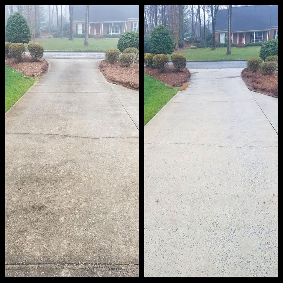 Before & After Driveway Cleaning In Greenville, SC