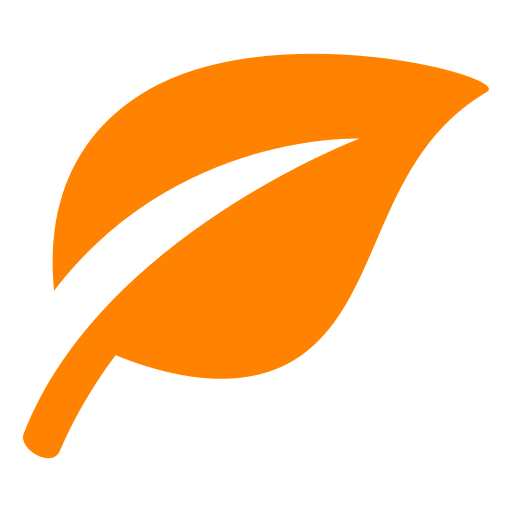 Orange leaf icon on a white background.